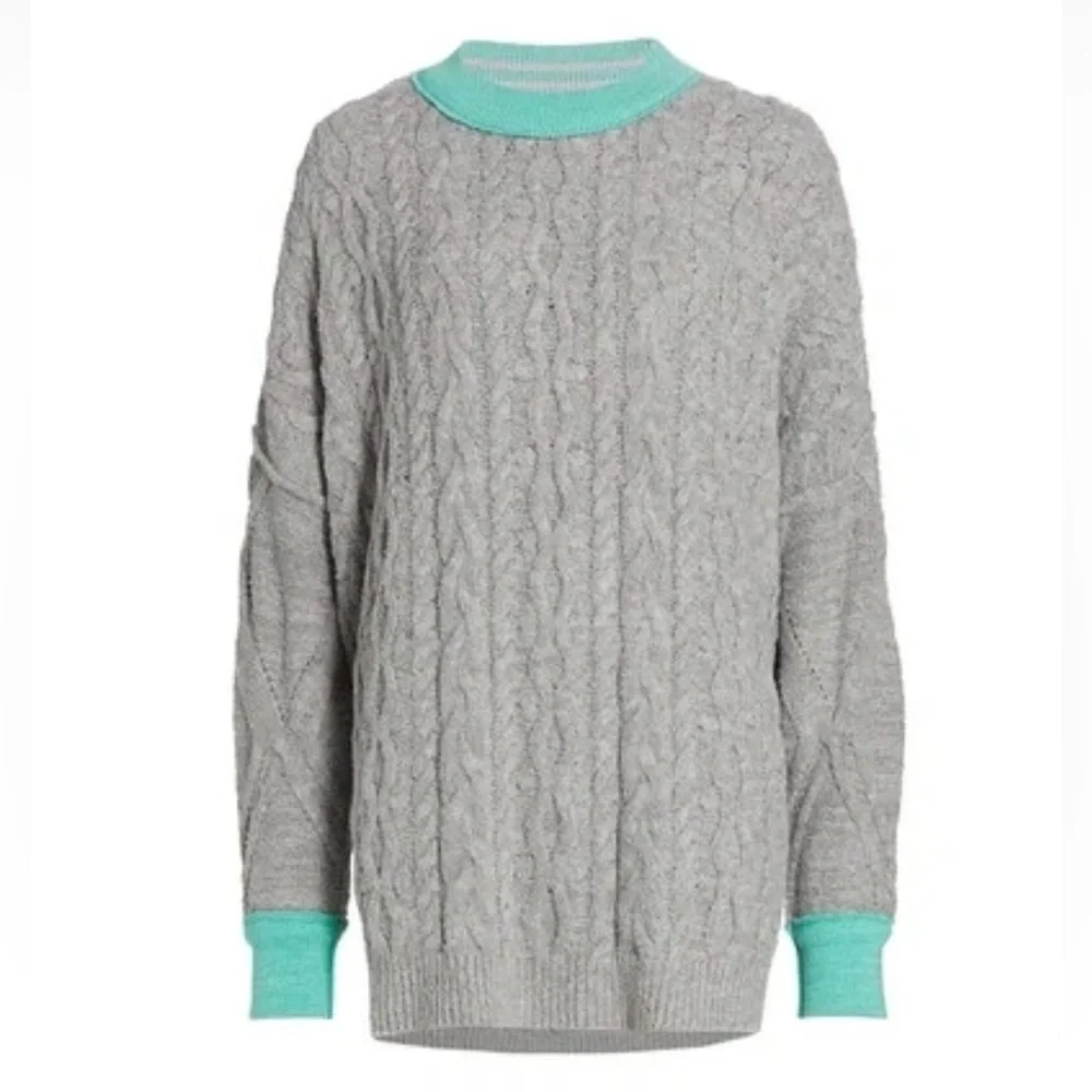 NWT $168 Free People XS Olympia Oversized Colorblock Sweater NEW Grey Combo New - Picture 9 of 9